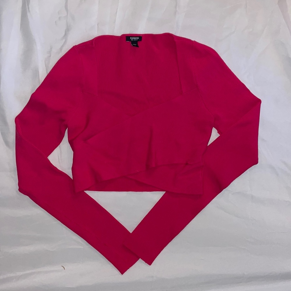 Express Hot Pink Ribbed Crop Top